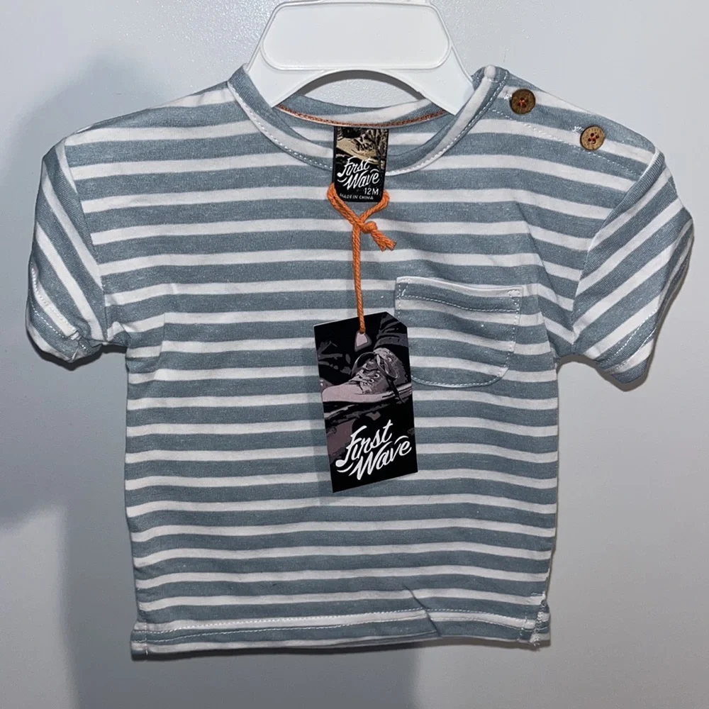 NWT! Baby Boy 12mo First Wave Striped T-Shirt